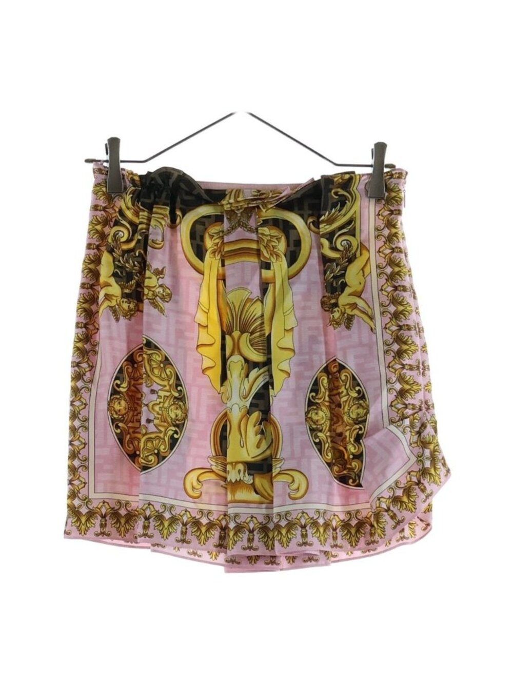 Fendi Fendace Pleated Skirt Silk Pink Gold